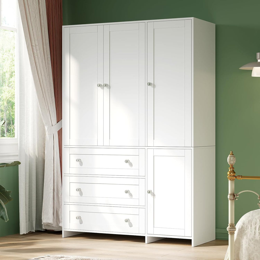 VOWNER 71" Armoire Wardrobe Closet with 3 Drawers and Mirror | Clothing ...