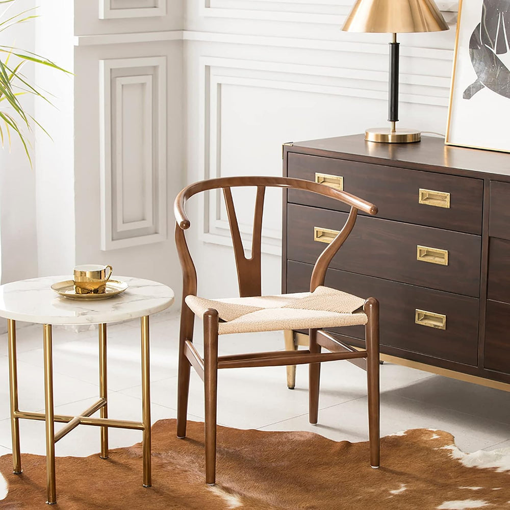 Polynices Wishbone Chair, Weave Solid Wood Mid-Century Modern Y Shaped Backre...