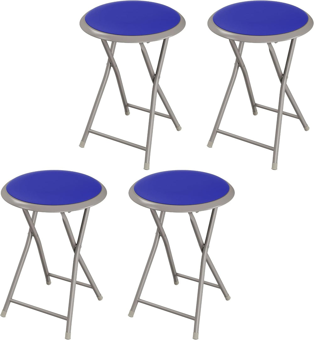 Lavish Home Portable Folding Stool with Backless Seat Set of 4, Blue, 18” | C...