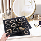 Julysky 2Pcs 12 Grids Stackable Jewelry Organizer Trays for Drawer,Bracelet Holder Box,Necklace Display Stand for Selling