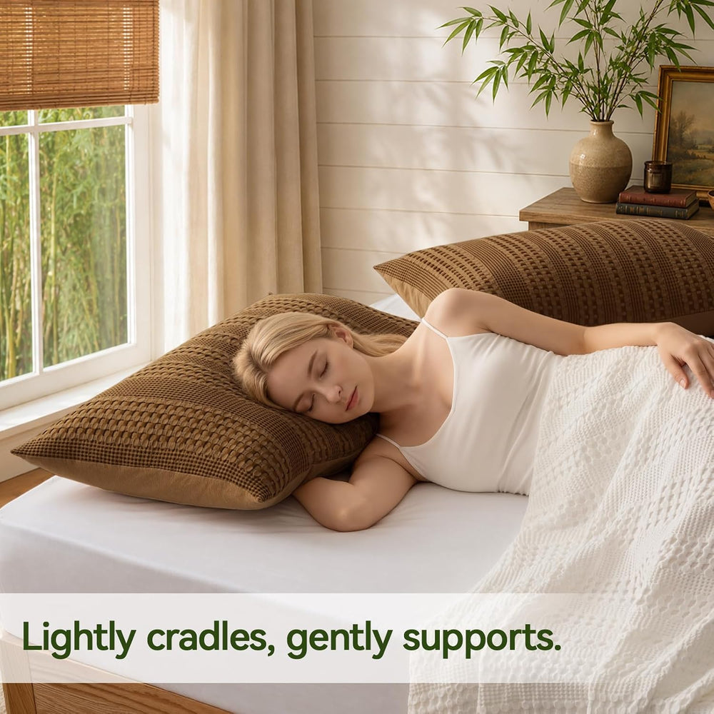 a moment Queen Pillow Shams Bamboo Pillowcases - Waffle Weave, Ultra Soft &am...