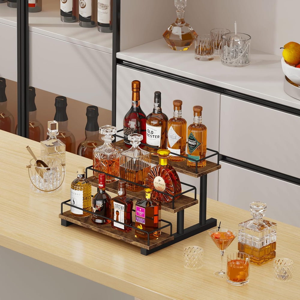 Homode Liquor Bottle Display Shelf, 3 Tier Coffee Syrup Rack Organizer | Wine...