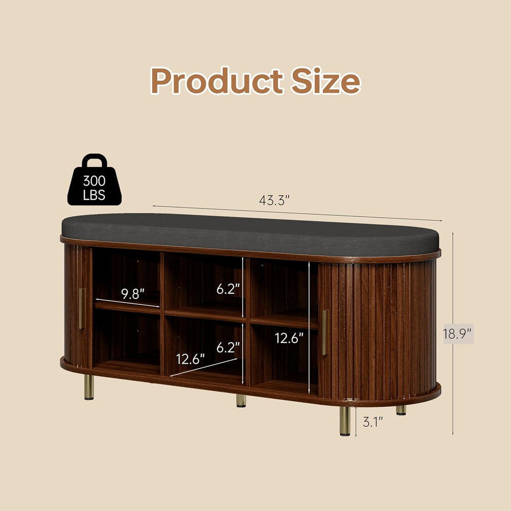 DHH 2-Tier Storage Bench,Wide Shoe Bench with Thickened Padded Seat Cushion, ...