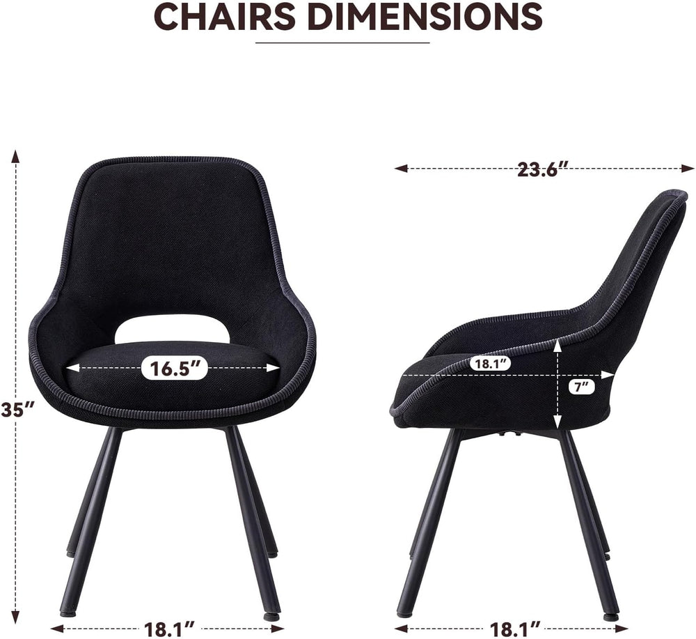 Swivel Dining Chair Set of 4, Modern Upholstered Fabric Kitchen Chairs with T...