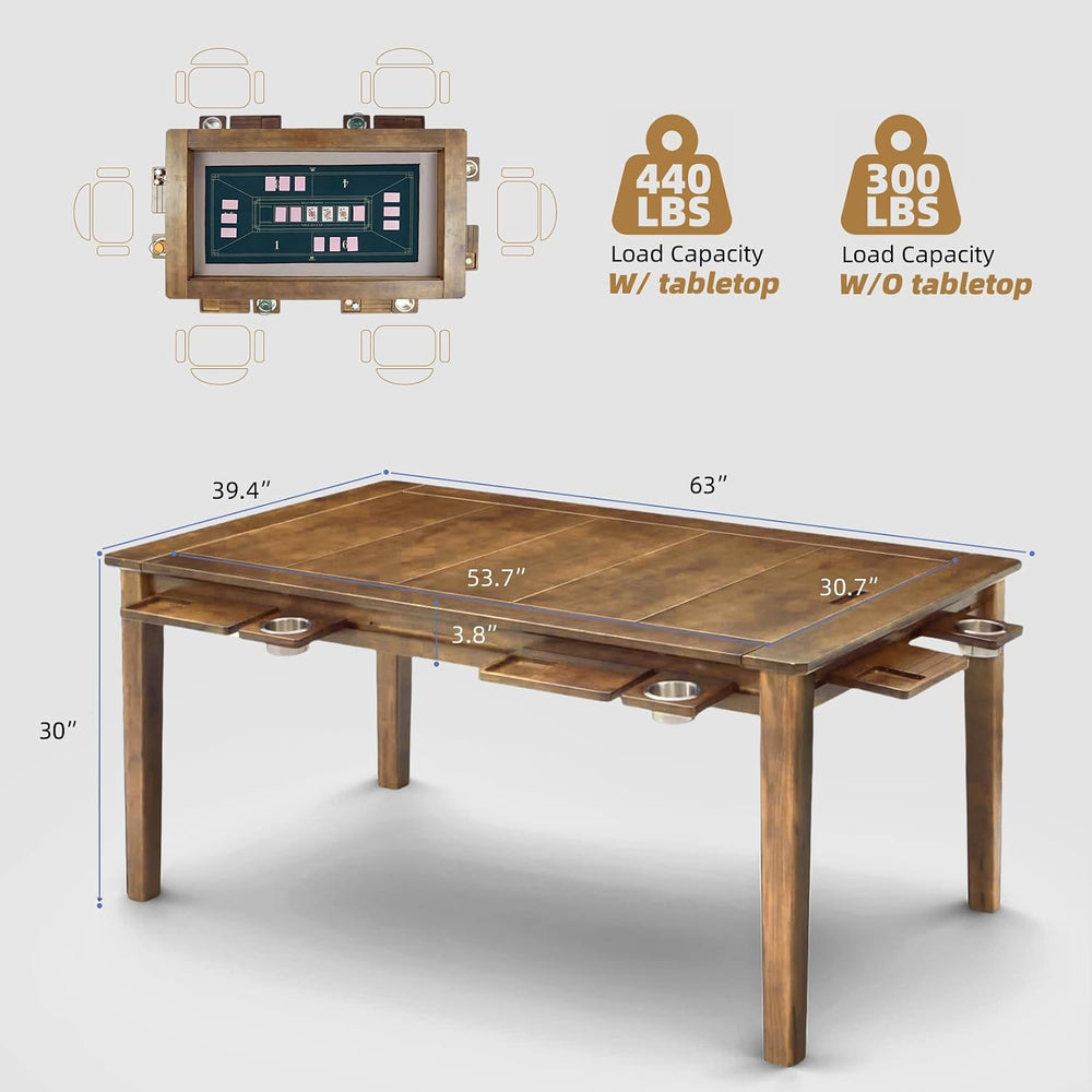 Coperat Solid Wood Board Game Table for 4-6 Players,Dining/Gaming Table w/ 54...
