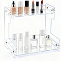 Clear Bathroom Countertop Organizers and Storage,2 Tier Acrylic Cosmetics Stand Vanity Storage Organizer,Large Capacity Corner Shelf for Bathroom,Dresser,Kitchen 11.4" L x 8.3" W x 10.2" H