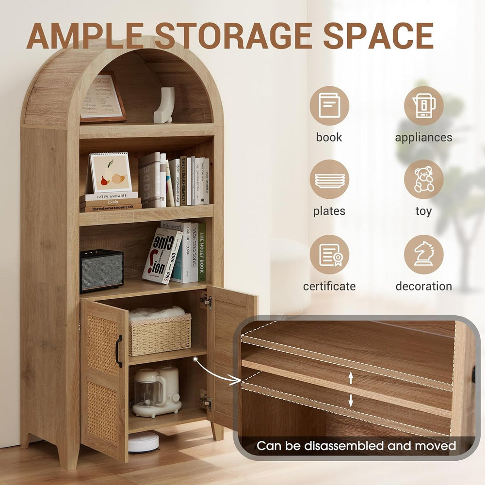 Arched Pantry Cabinet, 71" Kitchen Pantry Cabinet with Adjustable Shelf,...