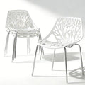 Karl home Mid Century Modern Dining Chairs Set of 4, Stackable Plastic Chair, Bird's Nest Trunk Pattern Suitable for Kitchen, Dining, Bedroom, Living Room,350lbs Capacity(White)