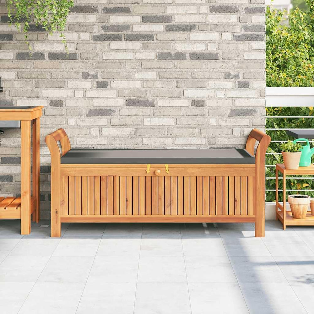 Solid Acacia Wood Patio Storage Bench with Cushion 49.6" Outdoor Garden ...