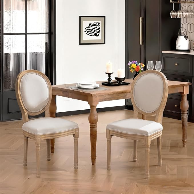 French Country Dining Chairs Set of 2,Farmhouse Upholstered Dining Room Chair...