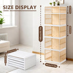 MGWILL Foldable Shoe Rack, Purse Organizers for Closet Plastic Clear Storage Box for Entryway, Large Sneaker Cabinet Bins Display Case for Collectibles with Magnetic Door 5 Tiers