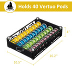 FlagShip Vertuo Pod Holder- Modern Glass Top Coffee Capsule Organizer & Space-Saving Pod Storage for Coffee Machines, Generous 40 Vertuo Pods Capacity