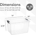 Superio Clear Storage Bins with Lids, 14.7 Quart BPA Free Plastic Containers, Transparent Boxes for Organizing, Stackable Crates, Organizer Totes for Home, Office, School, and Dorm