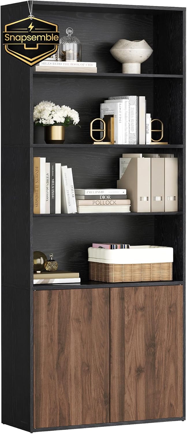 SONGMICS Home Book Shelf, Snapsemble Superfast Assembly, 6-Tier Floor Standin...