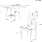 5 Pieces Dining Table Set with 43" Round Extendable Desk,Living Room Furniture W/ 4 Upholstered Curved Legs Chairs,for Restaurant,Home Bistro,Espresso