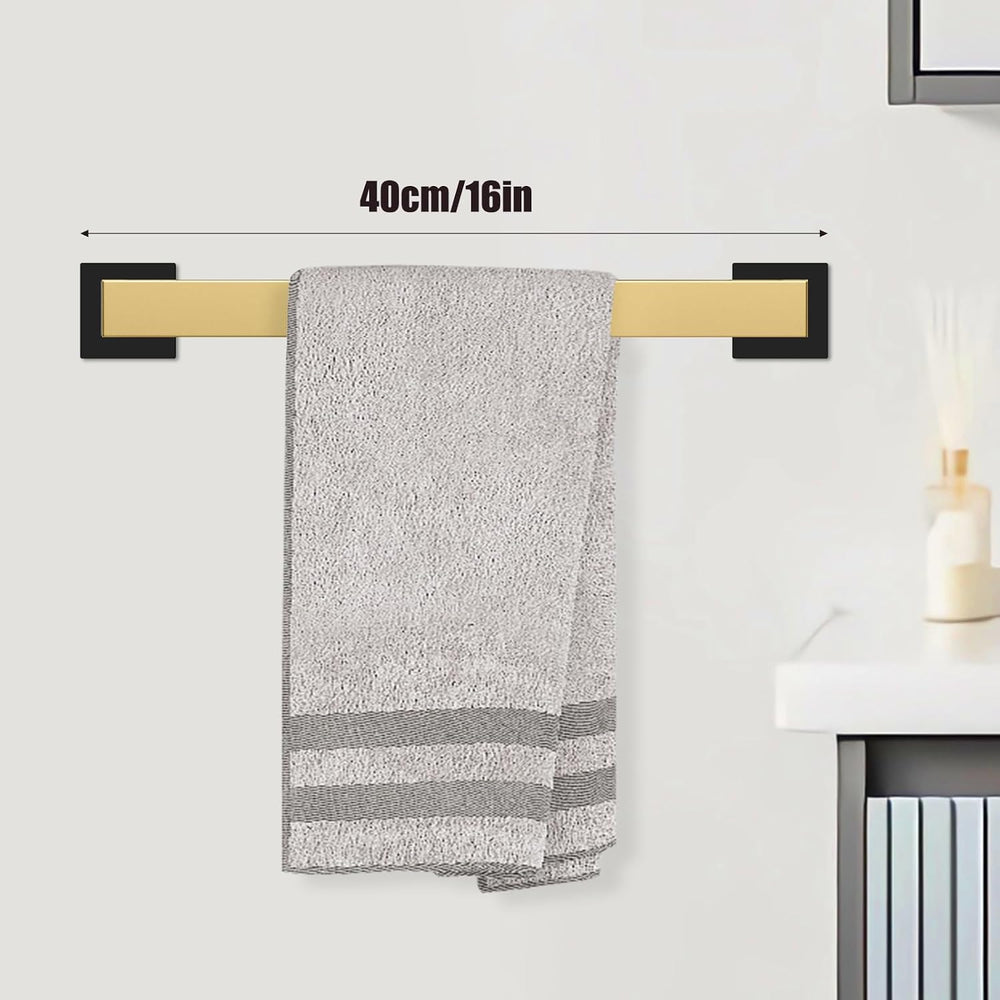 5 Piece Black and Gold Towel Bar Set - Gold and Black Bathroom Accessories wi...