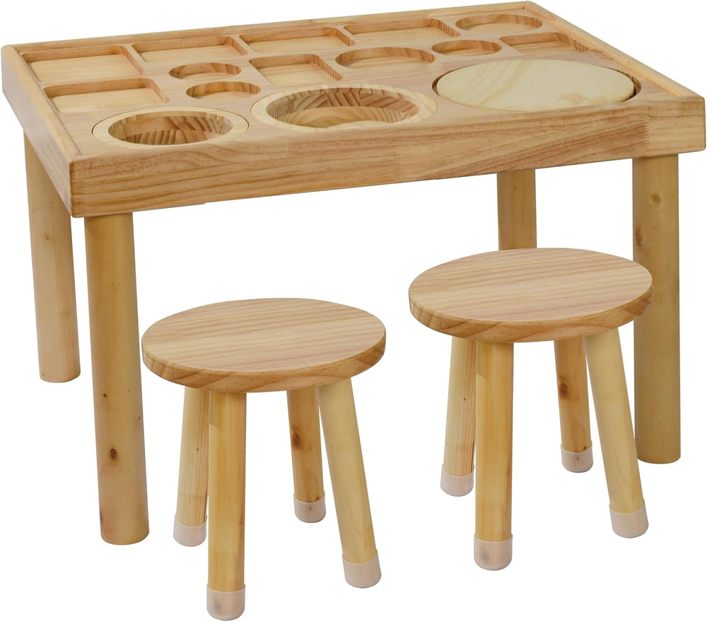 Wooden Sensory Table for Toddlers with 2 Chairs, Double-Sided Boards | Sand a...