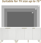 TV Stand for 75 inch TV Modern Entertainment Center Cabinet with 5 Doors Wood Media Console Storage Cabinets for Living Room Bedroom, White