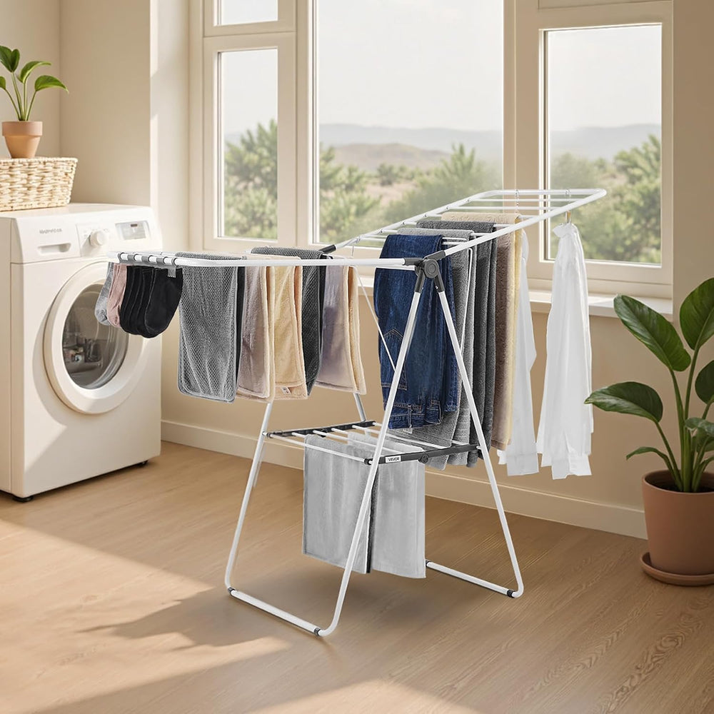 VEVOR Clothes Drying Rack, 2-Tier Foldable Laundry Dryer Rack with Sock Clips...