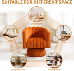 Swivel Accent Barrel Chair, Cute Comfy Small Round 360° Arm Chair, Velvet Sofa Club Reading Chair for Living Room, Bedroom, Office, Orange