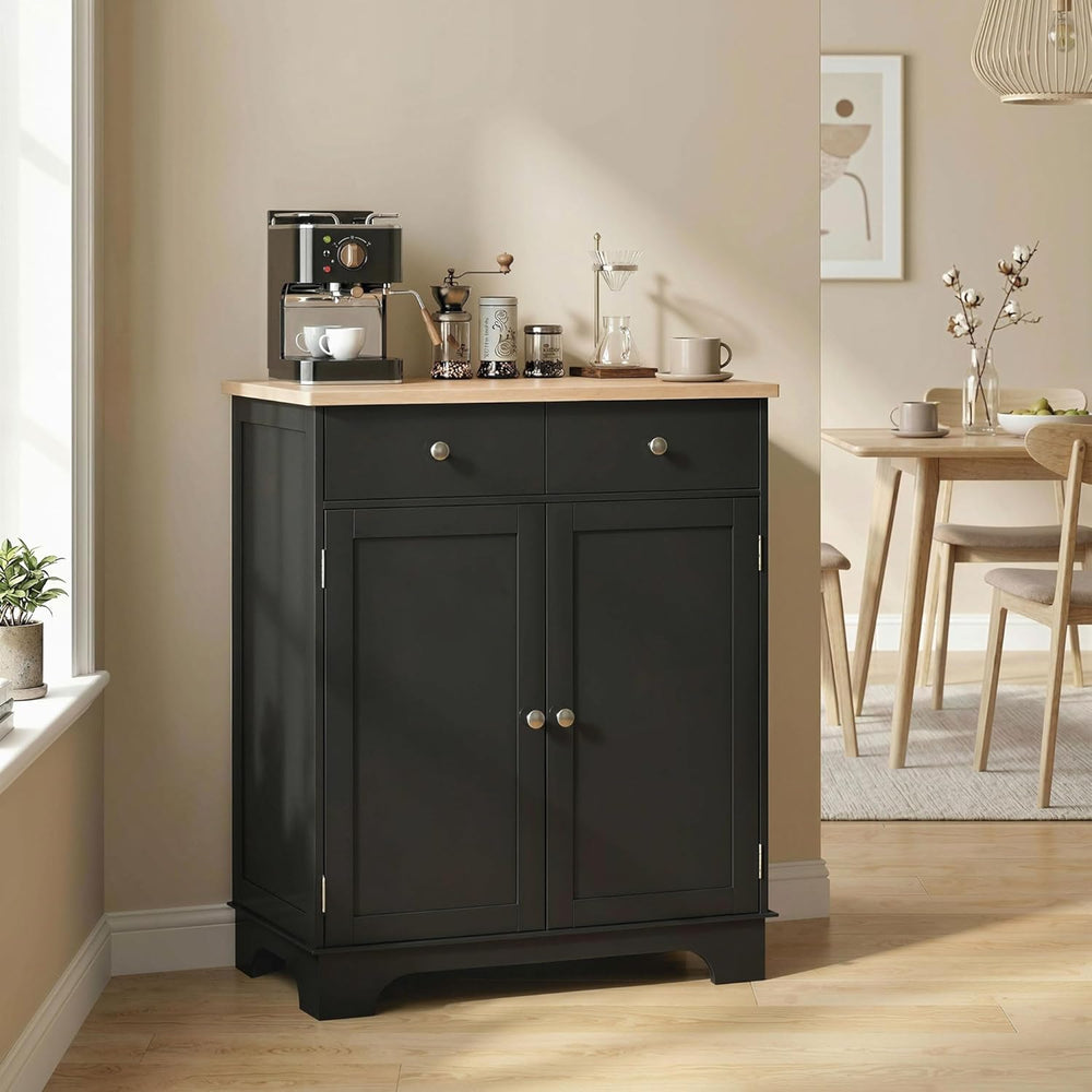 HOMCOM Sideboard Buffet Cabinet with Solid Wood Countertop, Modern Kitchen St...