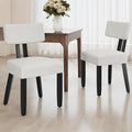 GOTMINSI Mid Century Modern Dining Chairs,Velvet Farmhouse Upholstered Kitchen Chairs, Accent Curved Backrest Dining Room Chairs with Hardwood Legs (Beige, 2PCS)