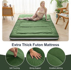 Japanese Floor Mattress, 6" Japanese Futon Mattress, Foldable & Portable Shiki Futon (shikibuton), Roll Up Thicken Sleeping Mattress Tatami Mat Sleeping Pad for Camping (Green, 60 x 80)