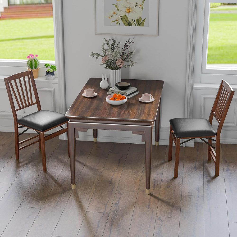 GIANTEX Folding Dining Chairs Set of 4, Foldable Wood Kitchen Chairs with Pad...