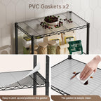 4 Tier Shelves Storage Shelf Wire Closet Bathroom Organizers Metal Pantry Kitchen Garage Shelving Unit Laundry Room Organization Home Rack Net Basket Black with Wheels 14”D X 24”W X 48.9”H