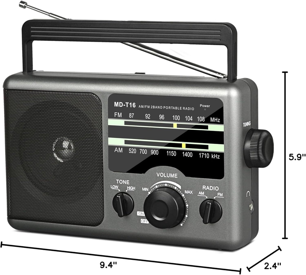 AM FM Portable Radio Battery Operated by 4X D Cell Batteries Or AC Power
