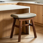 Saddle Seat Counter Stool, Stackable Kitchen Stools, Modern Dining Chair, Work Vanity Chair, Solid Wood, for Small Spaces Home Bedroom Study(Black)
