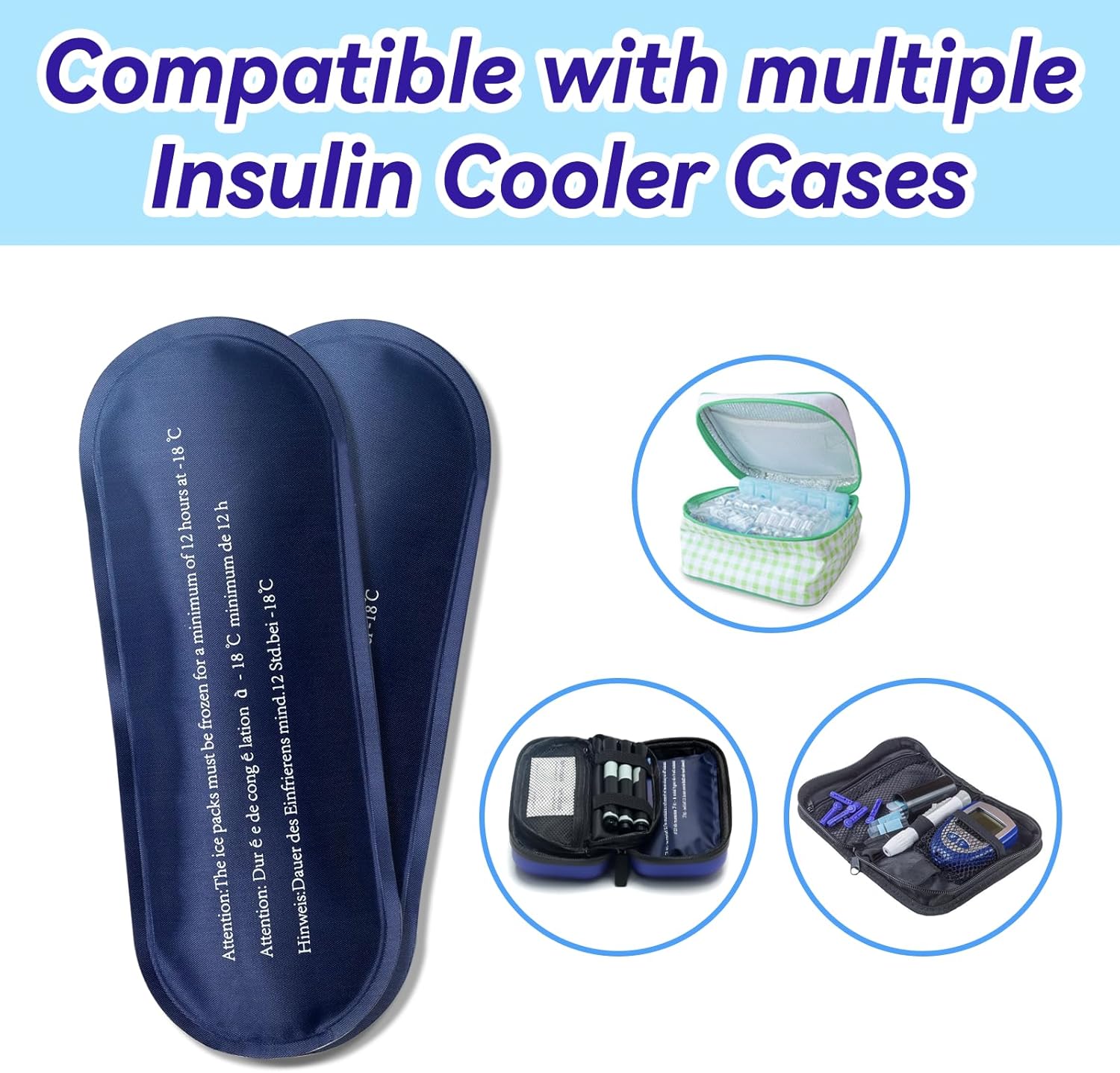 Ice Pack for Insulin Travel Case, TSA Approved Reusable Medical Cooler Bag Ice Packs for Diabetic (Pack of 4)