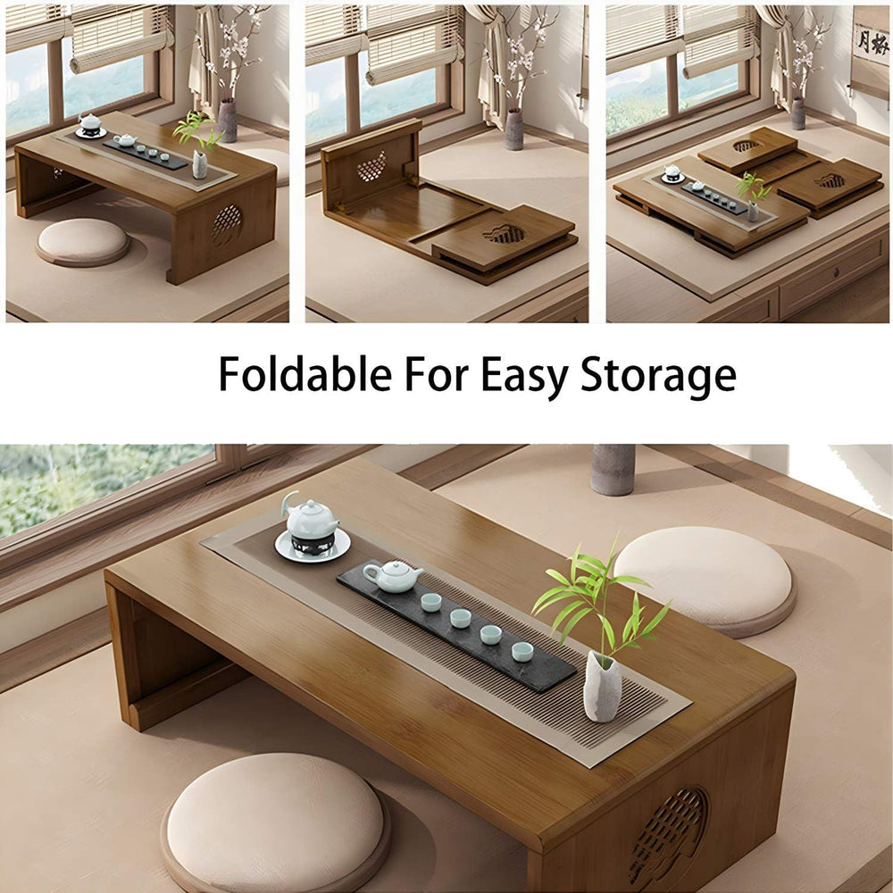 Folding Coffee Table Foldable Japanese Floor Table Low Table for Living Room,...