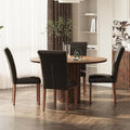 Stylish Dining Chairs Set of 4, Upholstered Parsons Dining Room Chair with Nailhead Trim, Kitchen Room Chair with Thick Cushions and Wood Legs, Nailhead Trim, Black Leather