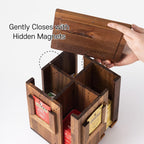 Rotating Tea Bag Organizer – Acacia Wood 4-Sided Storage Box for Home or Office