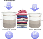 OIAHOMY 58L Laundry Baskets-Laundry Hamper, Storage Basket with Handles, Decorative Basket for Living room, Woven Storage Basket for Toys Bin, Pillows, Blankets, Clothes-18x16in-Gradient Brown