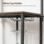 YATINEY Bakers Rack with Power Outlet, Microwave Stand with Paper Holder, Coffee Bar Station with Wine Glass Holder, 4-Tier Kitchen Storage Rack for Dining Room, Living Room, Rustic Brown HB02UBR