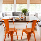 Furmax Metal Dining Chair Indoor Outdoor Use Stackable Classic Trattoria Chair Chic Dining Bistro Cafe Side Metal Chairs Set of 4 (Orange)
