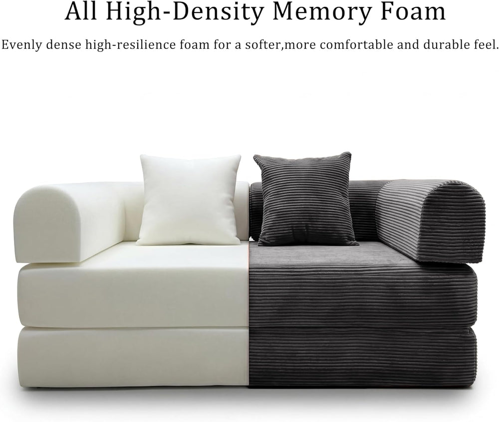 Futon Sofa Bed Modular Loveseat Sleeper Folding Pull Out Couch with Pillows, ...