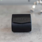 DailyWatch | Personalized Watch Roll Travel Case For 1 Watches - Handmade Genuine Leather Travel Case With Custom Engraving of Name or Initials - Black Blue