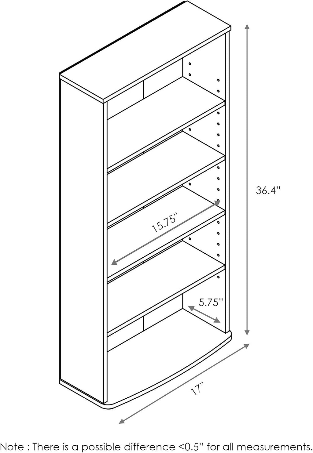 5-Tier Open Shelf CD Rack, DVD Storage Cabinets with Adjustable Shelves, Easy Assembly DVD Shelf, Media Shelf for CD Blueray Game Disc, for Home Office, Living Room, Espresso