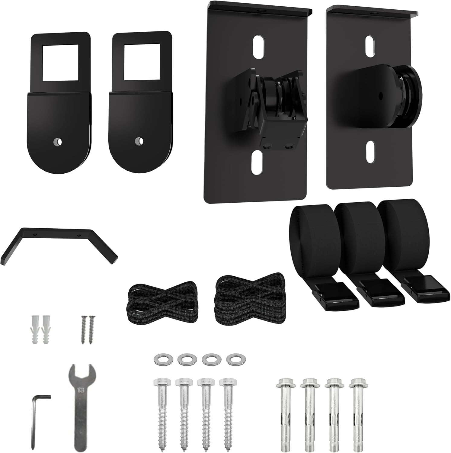 TRUSOON Ladder Storage, Larger Pulley Ladder Hoist, Self Locking Function Ladder Hanger, Garage Ceiling Mount Lift System for Kayak, Cargo Box, Canoe, Bike,Fit 10-14 Foot Ceilings, Hold 150 lbs