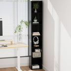 Tall Narrow Bookshelf 6-Tier Bookcase,70.5" Skinny Thin Corner Shelf Slim Storage Cabinet,Wood DVD CD Media Cube Organizer Tower Rack for Small Spaces, Bedroom, Living Room, Office,Black