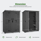 Macrout Large Outdoor Storage Cabinet with 6 Shelves (4.8 x 2.2 x 6.5 ft), Outside Storage Shed with Lock, Wooden Garden Shed for Yard Patio Lawn, 1738 (Gray)