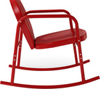Crosley Furniture Griffith Retro Metal Outdoor Rocking Chairs, Set of 2, for Porch, Deck, Balcony, Backyard, Bright Red Gloss