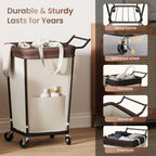 160L Laundry Hamper with Wheels and Handle, 2-Section Rolling Hamper for Laundry, Large Laundry Basket with Wheels, Rolling Laundry Basket Clothes Hamper for Home, Bathroom and Dorm(Beige)