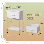 WLIVE Nightstand with Charging Station, 25" H Nightstand with 1 Fabric Drawer and Open Wood Shelf, Bed Side Table for Bedroom, 2-Tier Storage End Table, Small Dresser for Dorm, Entryway, White
