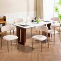 UVV Dining Chairs Set of 6, Metal Kitchen Chairs with Modern Fabric Upholstered for Dining Room, Beige