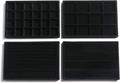 Frebeauty Stackable Velvet Jewelry Organizer Trays for Drawers Inserts Jewelry Storage Tray Display Case Stud Earrings Bracelets Necklace Rings Accessories Trays for Women Girl(Set of 4)(Black).