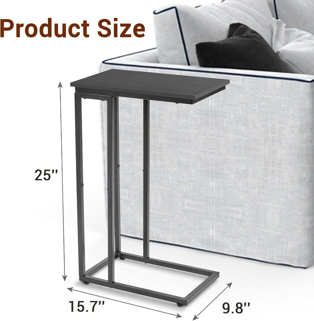 C-Shaped End Table, TV Tray Set of 2, Couch Side Laptop Desk, for Living Room...